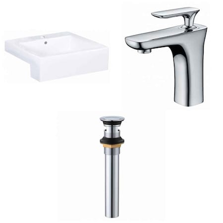 AMERICAN IMAGINATIONS 20.25-in. W Semi-Recessed White Vessel Set For 1 Hole Center Faucet AI-34153